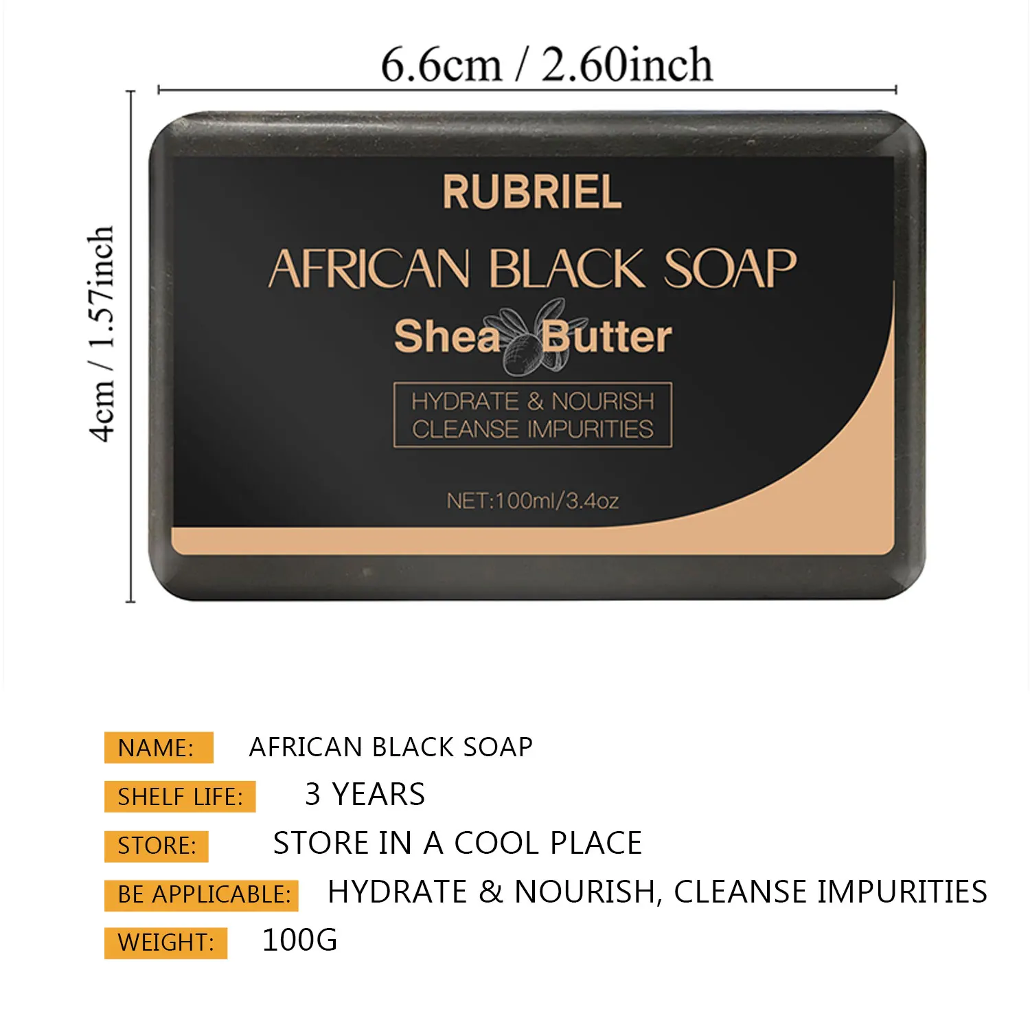 100g 2024 African Black Soap Deep Cleansing Exfoliating Body Moisturizing Care Hand Made Soap Acne Skin Care Shea Butter