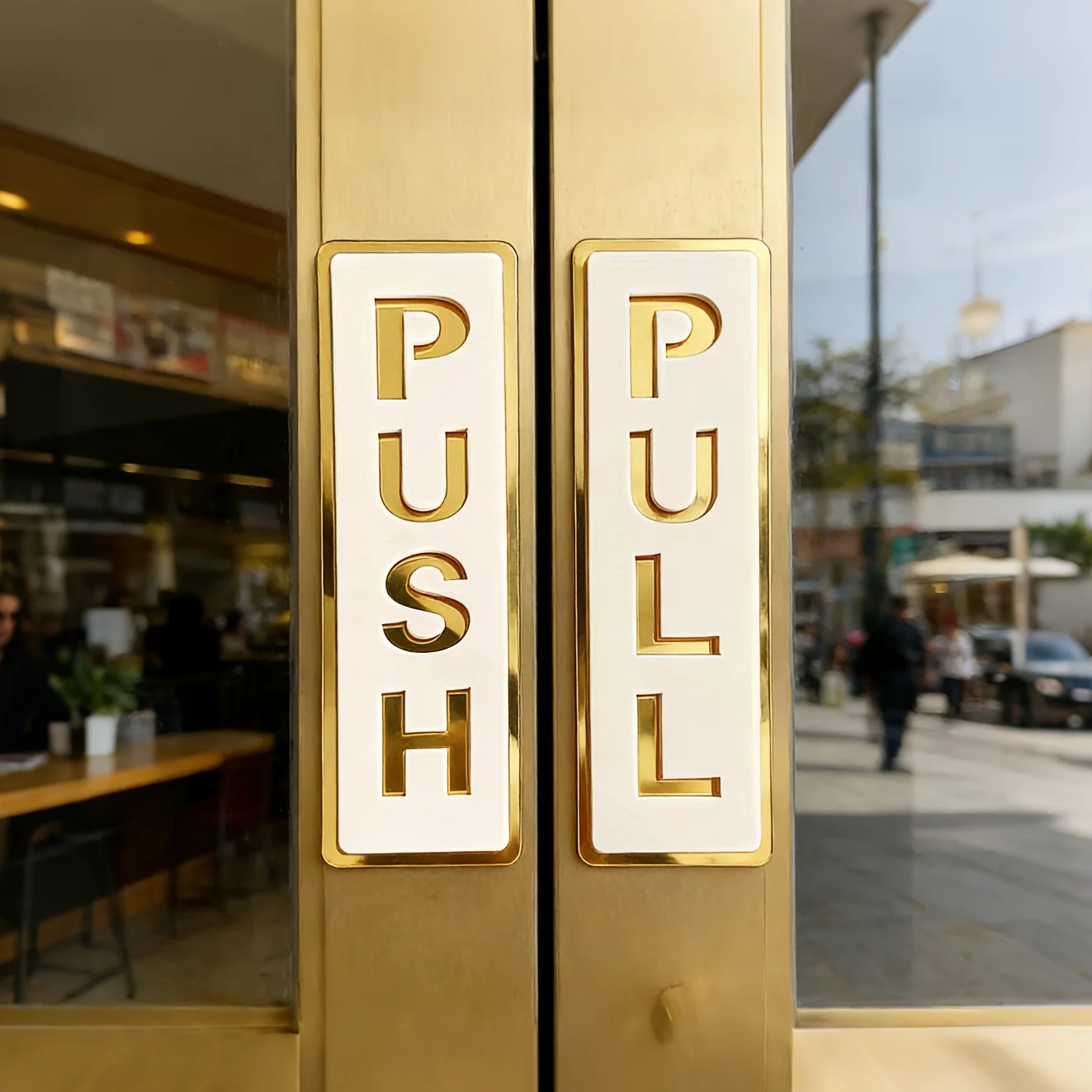 2pcs/set Acrylic Push Pull Door Signs for Shops and Stores Self Adhesive Easy Install Durable Label Ideal for Entryways ﻿