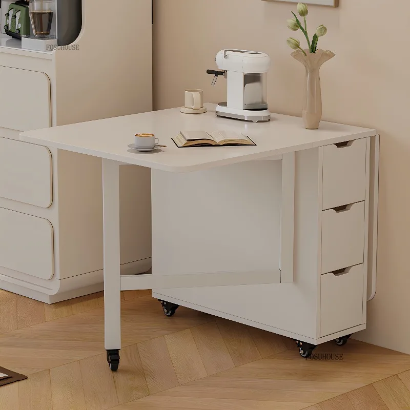 Modern Minimalist Solid Wood Foldable Dining Table Home Furniture Small Apartment Multi-functional Movable Dining Tables