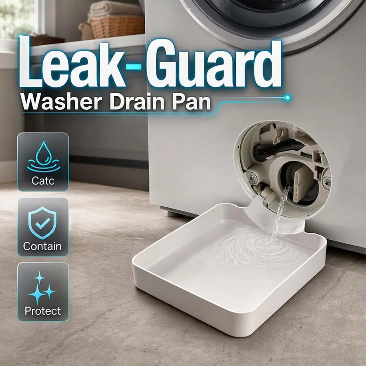 Washing Machine Drainage Tray 3D Printed Drip Funnel Wide Compatibility Cleans Lint Filters for Rental House