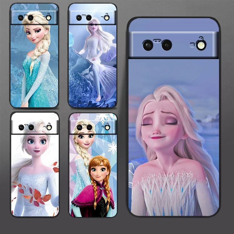 

Elsa Frozen Snow Queen Disney For Google Pixel 9 8 7A 7 6A 6 5A 5 4 4A XL 5G Black Silicon Shockproof Shell Cover Phone Case
