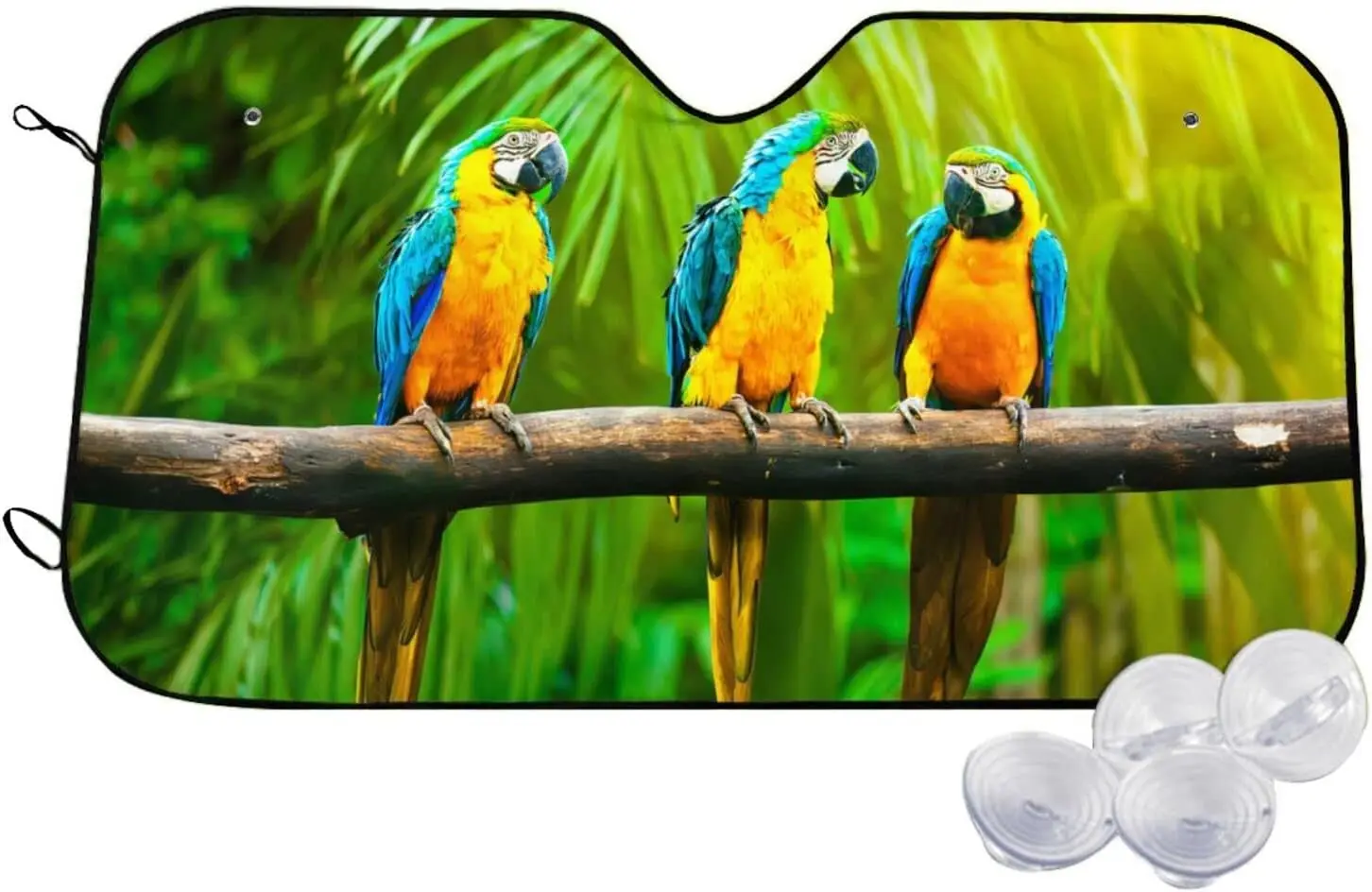 Macaw Parrot Windshield Car Sun Shade Front Window Sunshade for Most Sedans SUV Blocks Max Uv Rays Keep Your Vehicle Cool