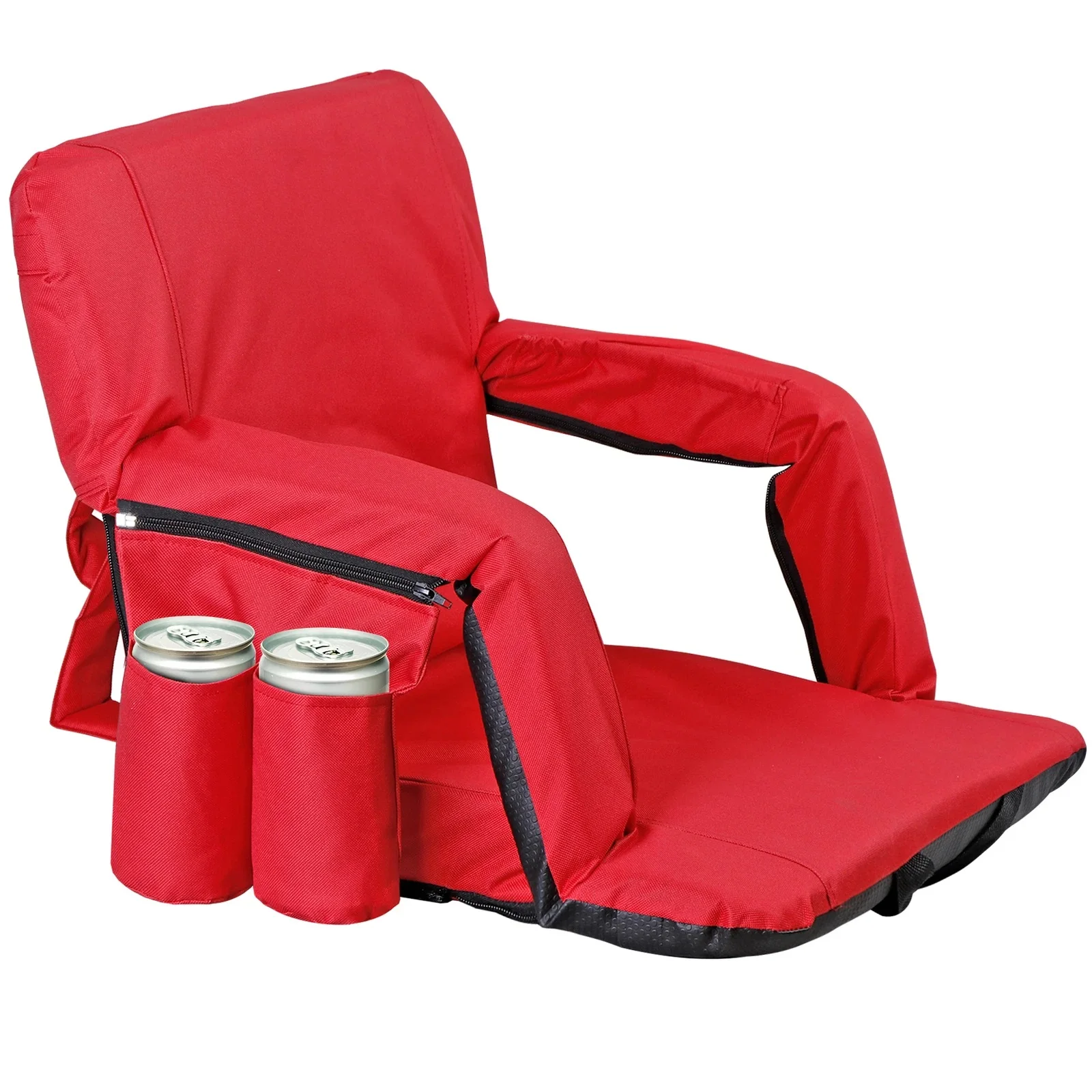 24.5 inch Folding Stadium Seat for Bleachers with Adjustable Back Position Red
