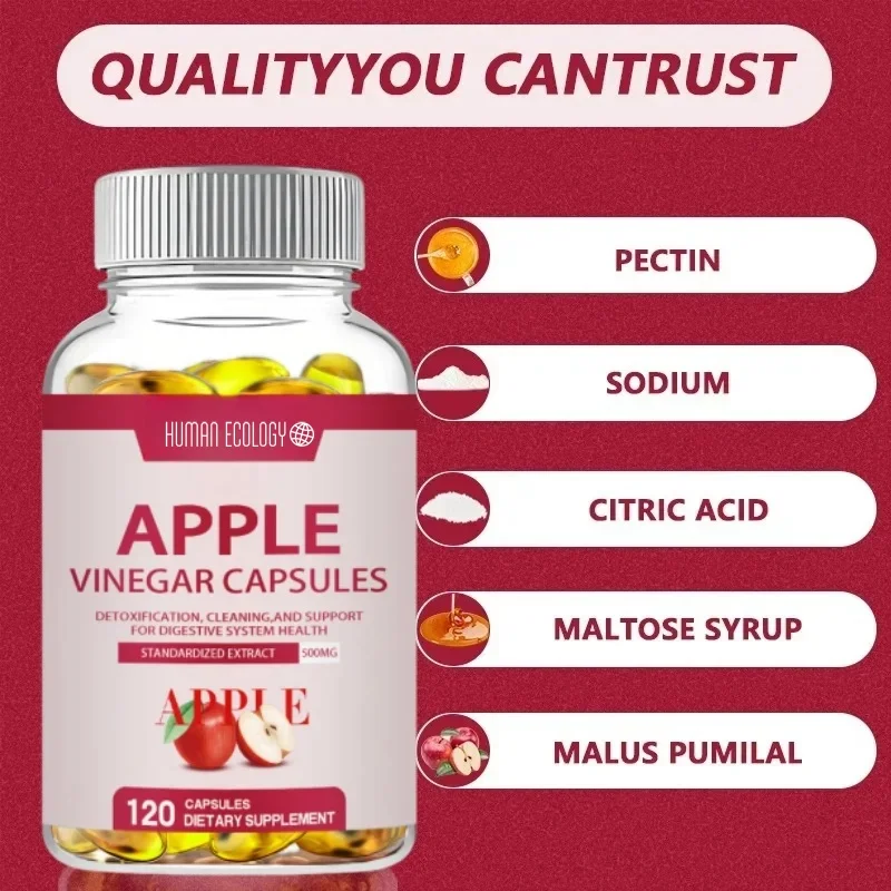 Minch Appelcider Azijn Capsules Max. 400 mg Natuurlijk rauw met kaneel Gember & Cayenne Peper Detox Vitamine C Supplement