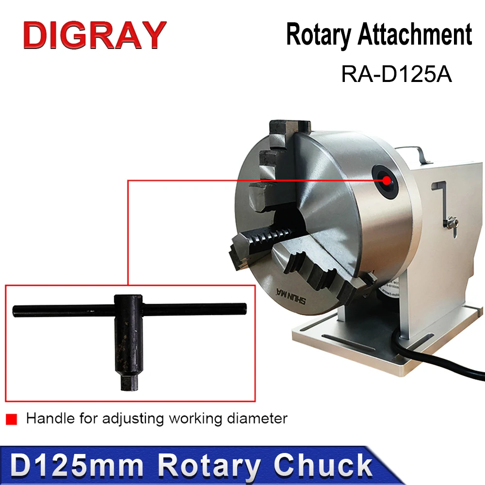 DIGRAY Rotary Worktable Chuck Diameter 125mm Rotary Attachment With Driver DM5042 for CO2 UV Fiber Laser Marking Machine