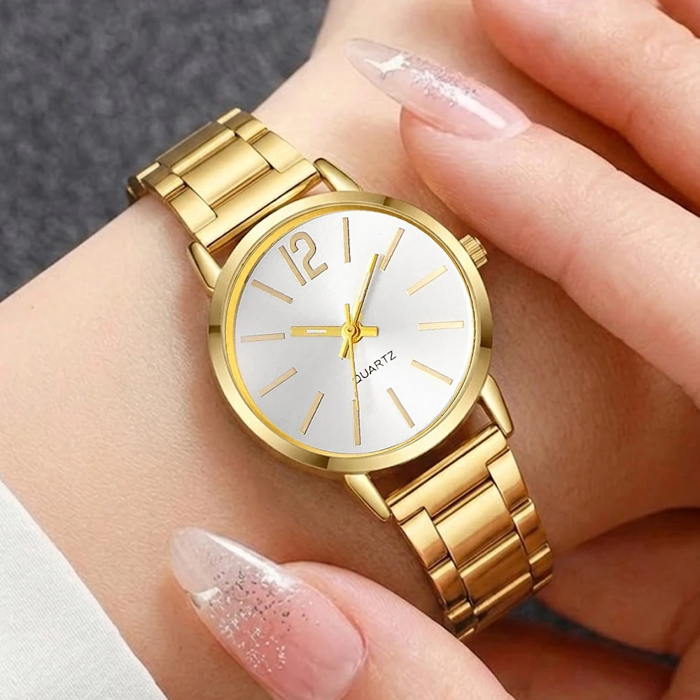 5Pcs/Set Unisex Jewelry Watches Women's Wristwatch Accessories Gold Trendy Fashionable Elegant Classic Exquisite Light Luxury Quartz Watch Set Y2K Suitable for Travel, Parties, Daily Outfits, Perfect Birthday and Holiday Gift
