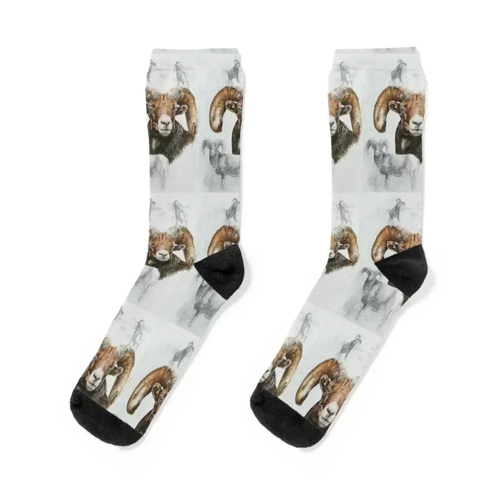 North American Bighorn Sheep Collage Socks gym kids set Male Socks Women's