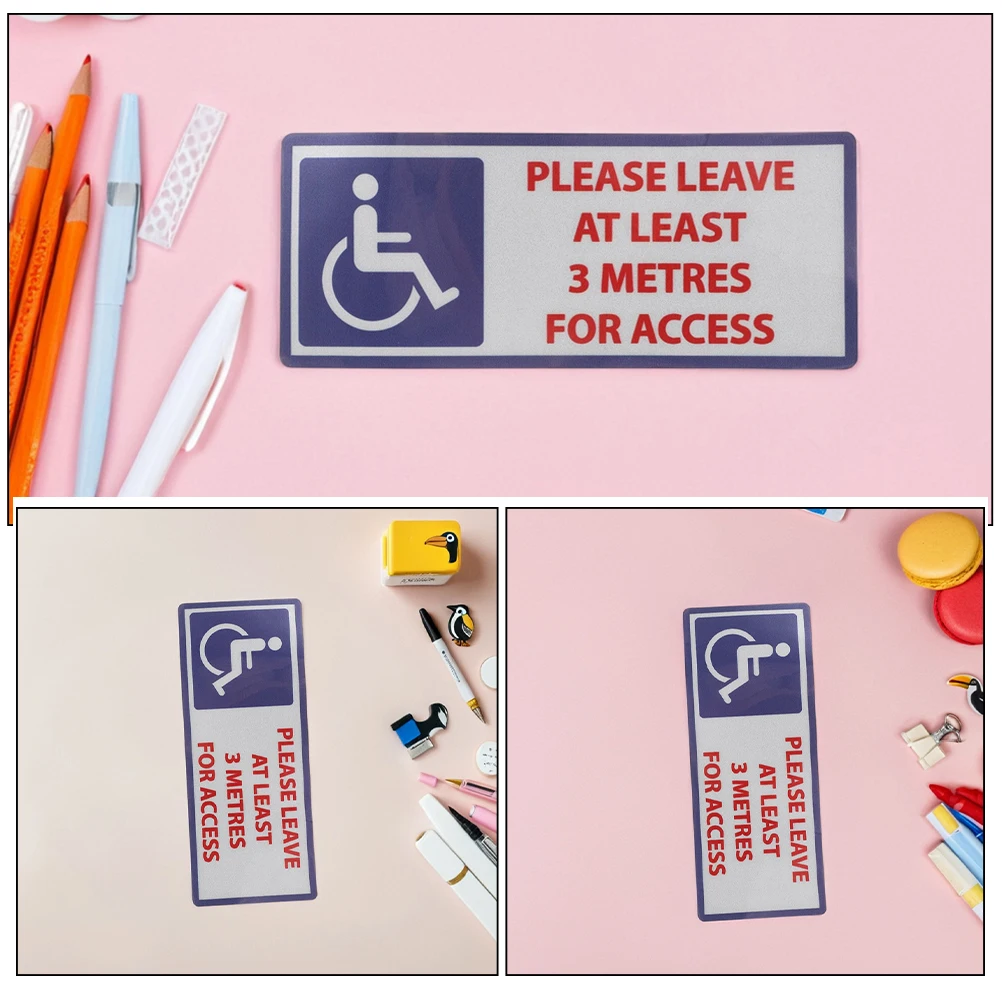 4Pcs Warning Sticker for Disabled Safety Keep Away Sign 3M Distance Highly Visible Reflective Adhesive Decal for Public Spaces