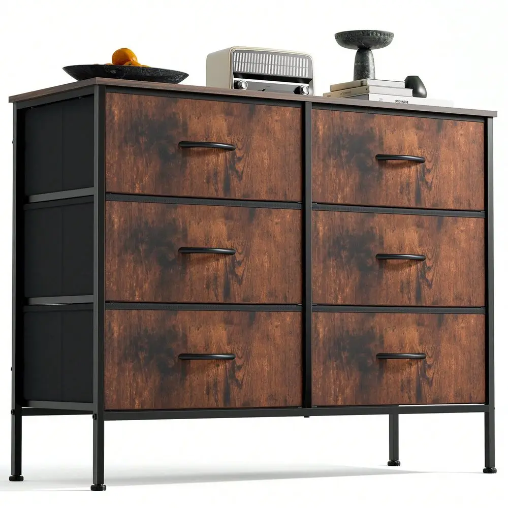 Dresser For Bedroom, 6 Drawers Dressers And Chests Of Drawers, TV Stand For Bedroom With Fabric Drawers, Kids Dresser Fabric St