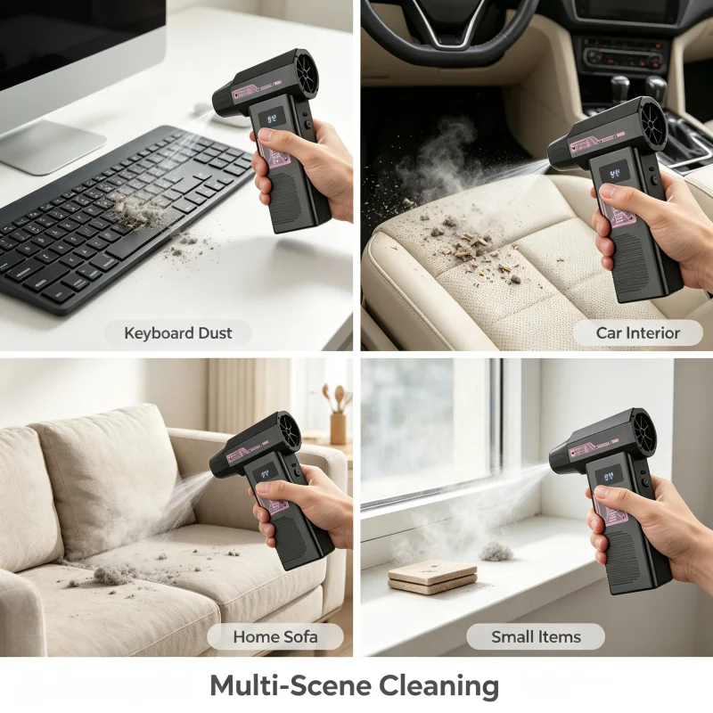 Rechargeable Multifunctional Handheld Air Blower With 5 Nozzles Adjustable Wind Temp Powerful Jet Fan Dust Ash Snow Cleaner Outd