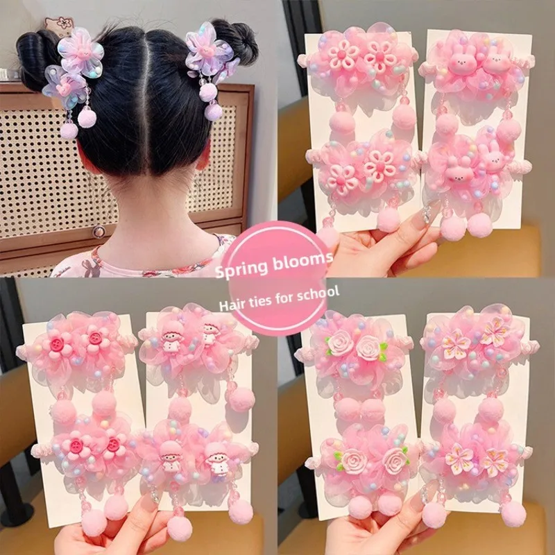 2025 New Kids Flower Hair Ties: Princess-style 3D Hair Bows, High Elasticity & Non-damaging Hair Accessories for Girls