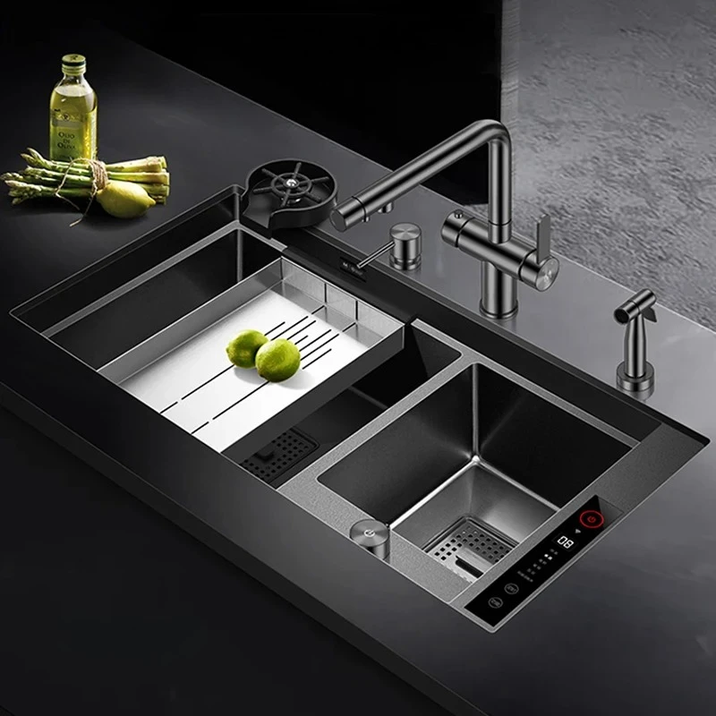 Smart Purifying Kitchen Island Sinks 304 Stainless Steel Handmade