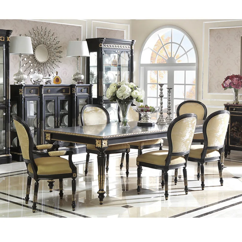 Rose series long dining table neoclassical large apartment living room combination furniture