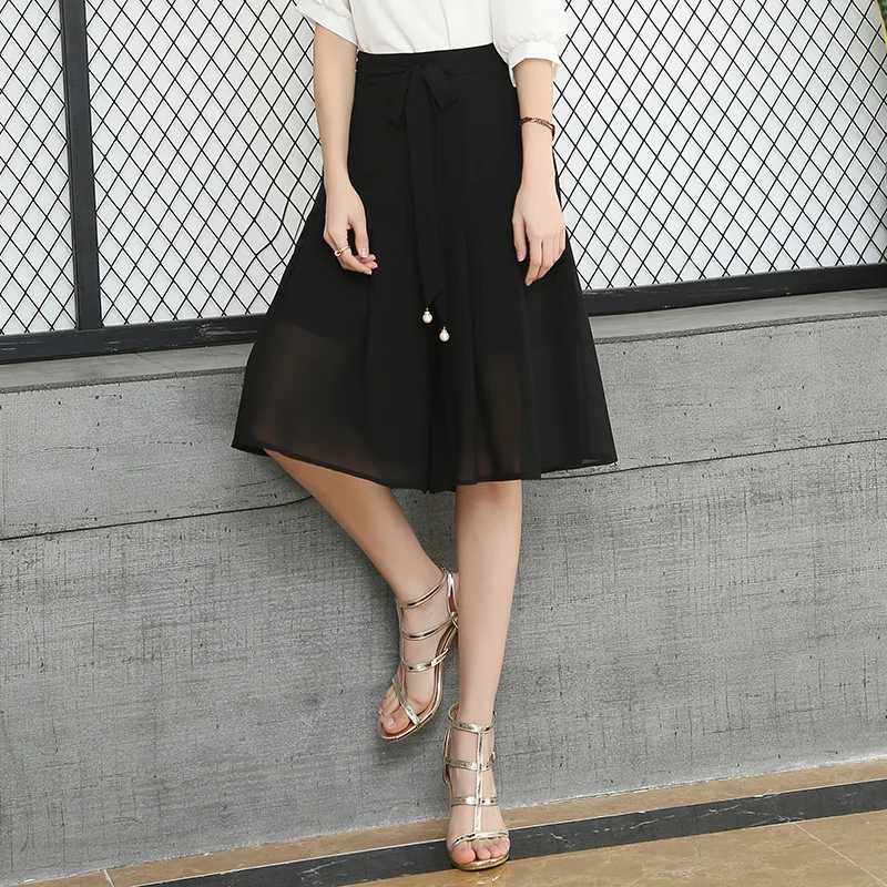 Summer Women Loose Chiffon Shorts New Korean Elastic High Waist Wide Leg Trousers Thin Skirt Shorts Streewear 4Colors