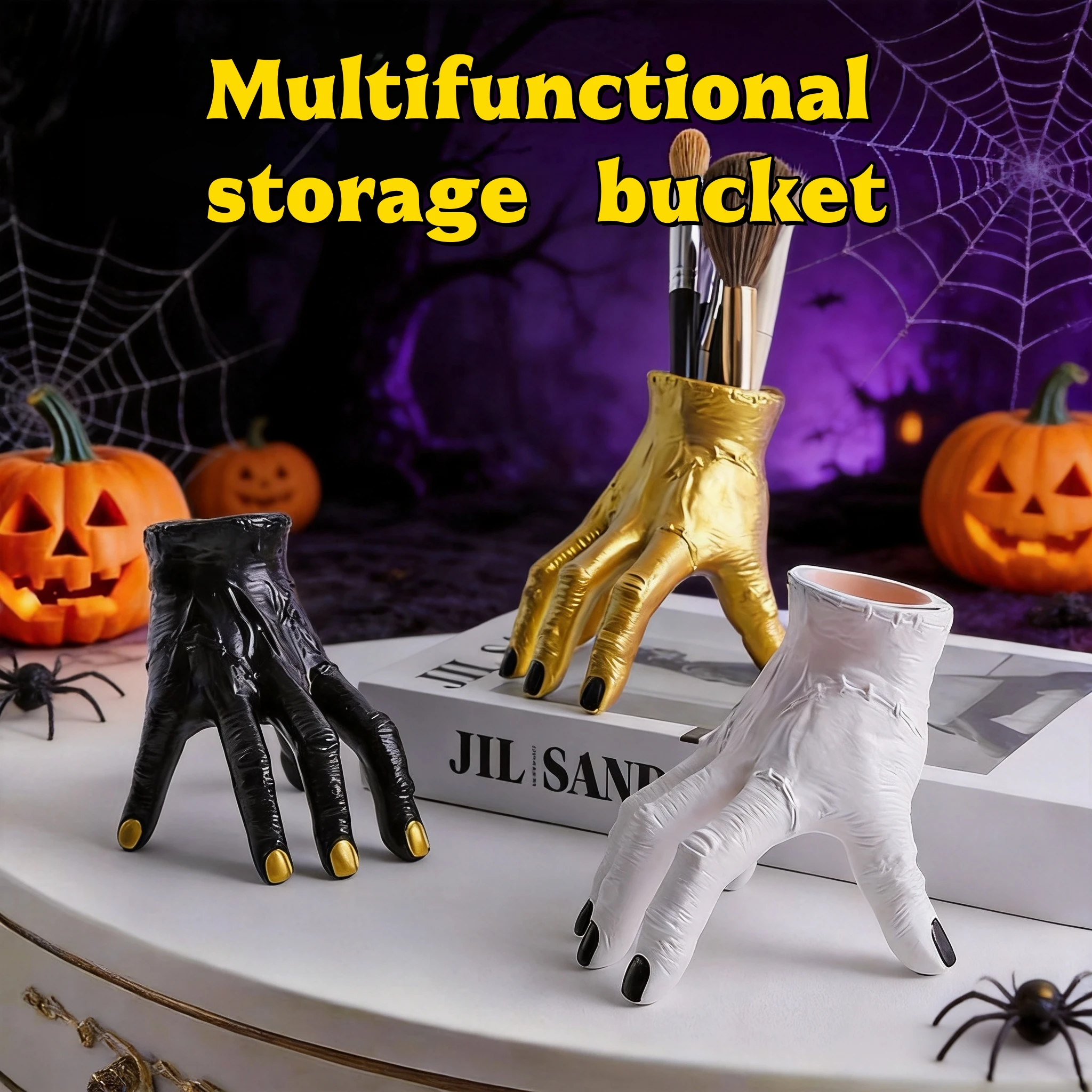 Halloween Horror Palm-Shaped Multi-Functional Pen Holder, Home Living Room Coffee Table Office Desktop High-End Storage Container, Multi-Functional Desktop Plant Growing Vase