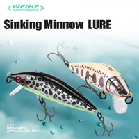 WEIHE Sinking Mino A 7,5 cm 9,7 g cebo duro con anzuelo triple cebo Luya 10 # Pescado 3D