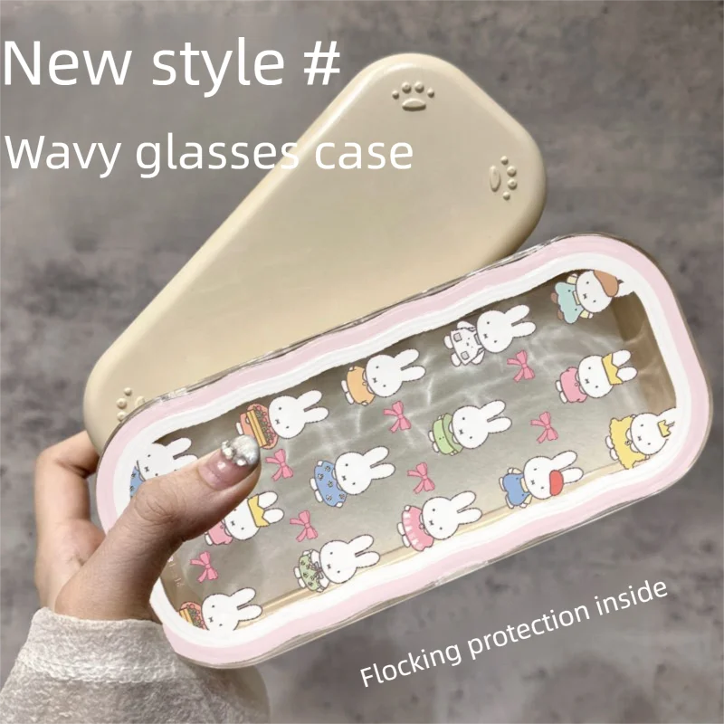 【セール中】新しいかわいいミッフィーメガネケース漫画ミッフィーウサギ波メガネ収納ボックスインクリエイティブかわいいポータブル学生ギフト