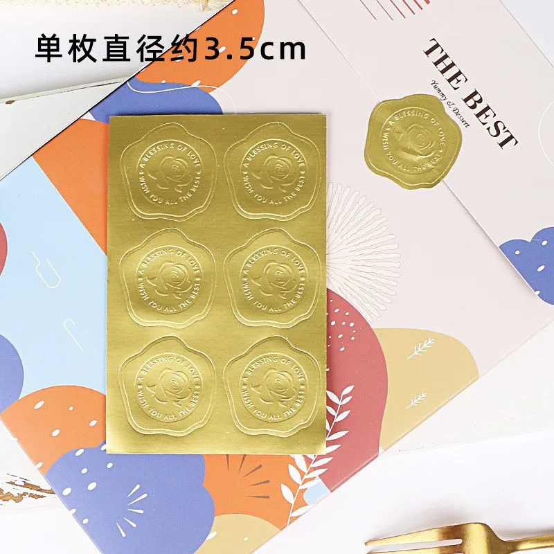 

10 Sheets 3.5cm 6 Concave Convex Relief Stickers Baked Party Gift Packaging Decoration DIY Seal Sealing Gold Sticker