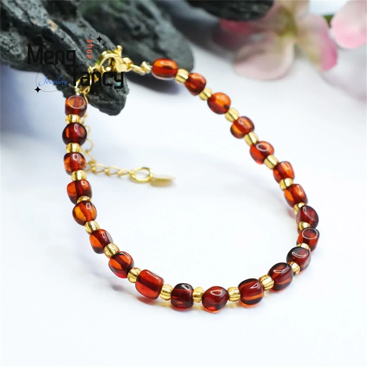 

Natural Amber Water Purification Blood Pur Follow-type Bracelet Simple Exquisite Versatile Personalized Retro Women Jewelry Gift