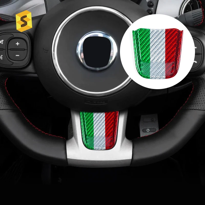 

Equipment Smart Library Shasha Carbon For Fiat Italy Flag Steering Wheel Lower Parts Real Carbon Fiber Interior Accessories For