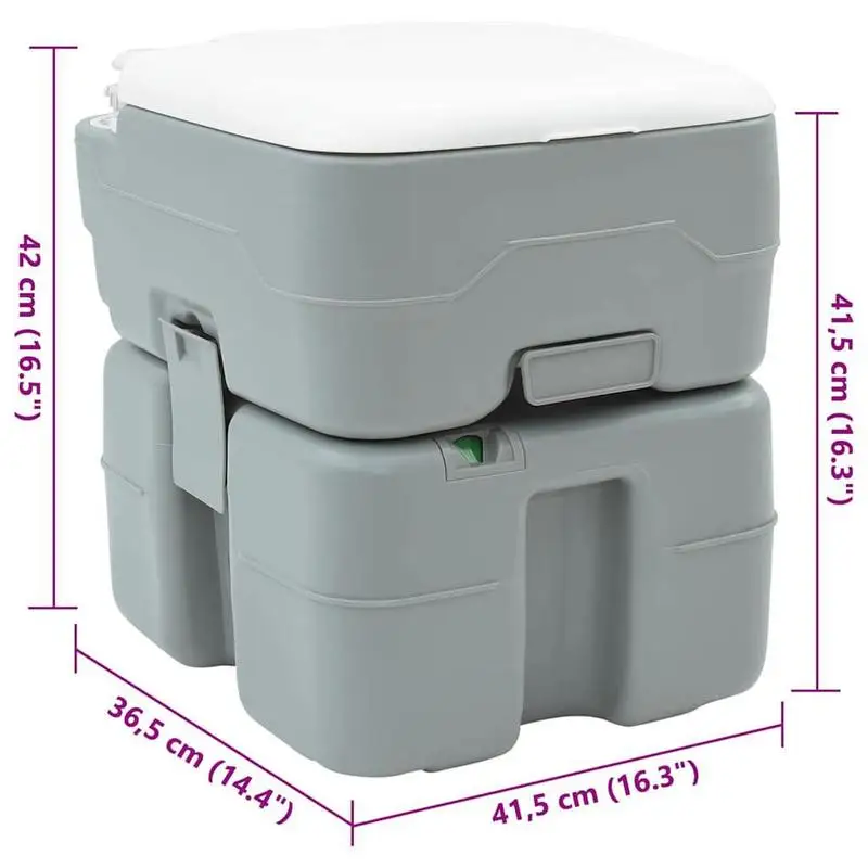 Inodoro Portátil para Camping 41.5 X 36.5 X 42 Cm, Polietileno de Alta Densidad, Gris, Desmontable, Fácil de Limpiar, Compacto y Ligero