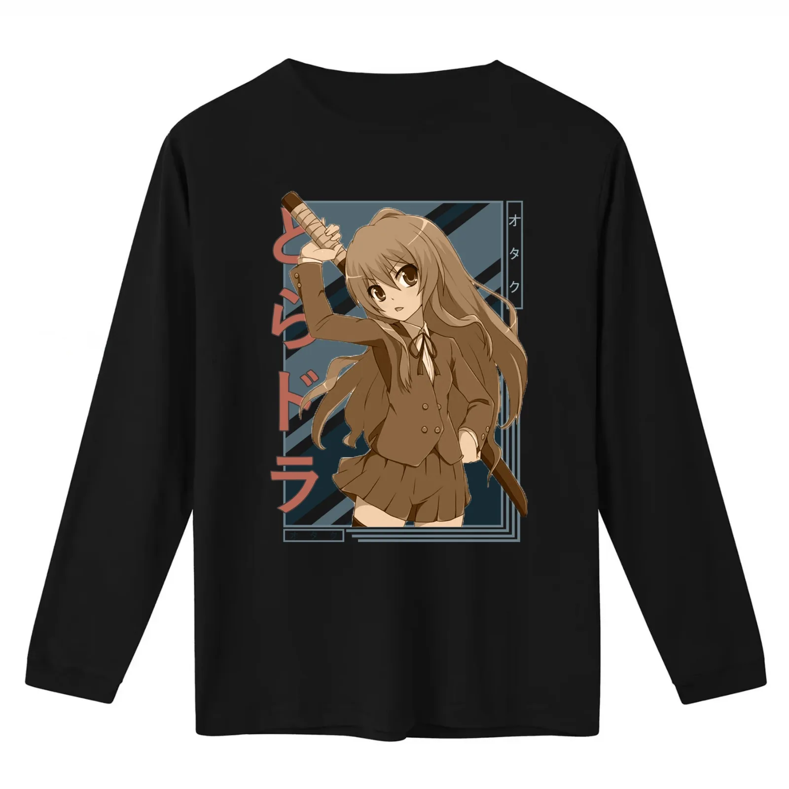 Taiga Aisaka Toradora Retro blue brown anime Design T-Shirt Summer Casual Cotton Tee Oversized Streetwear Tops 100% Cotton