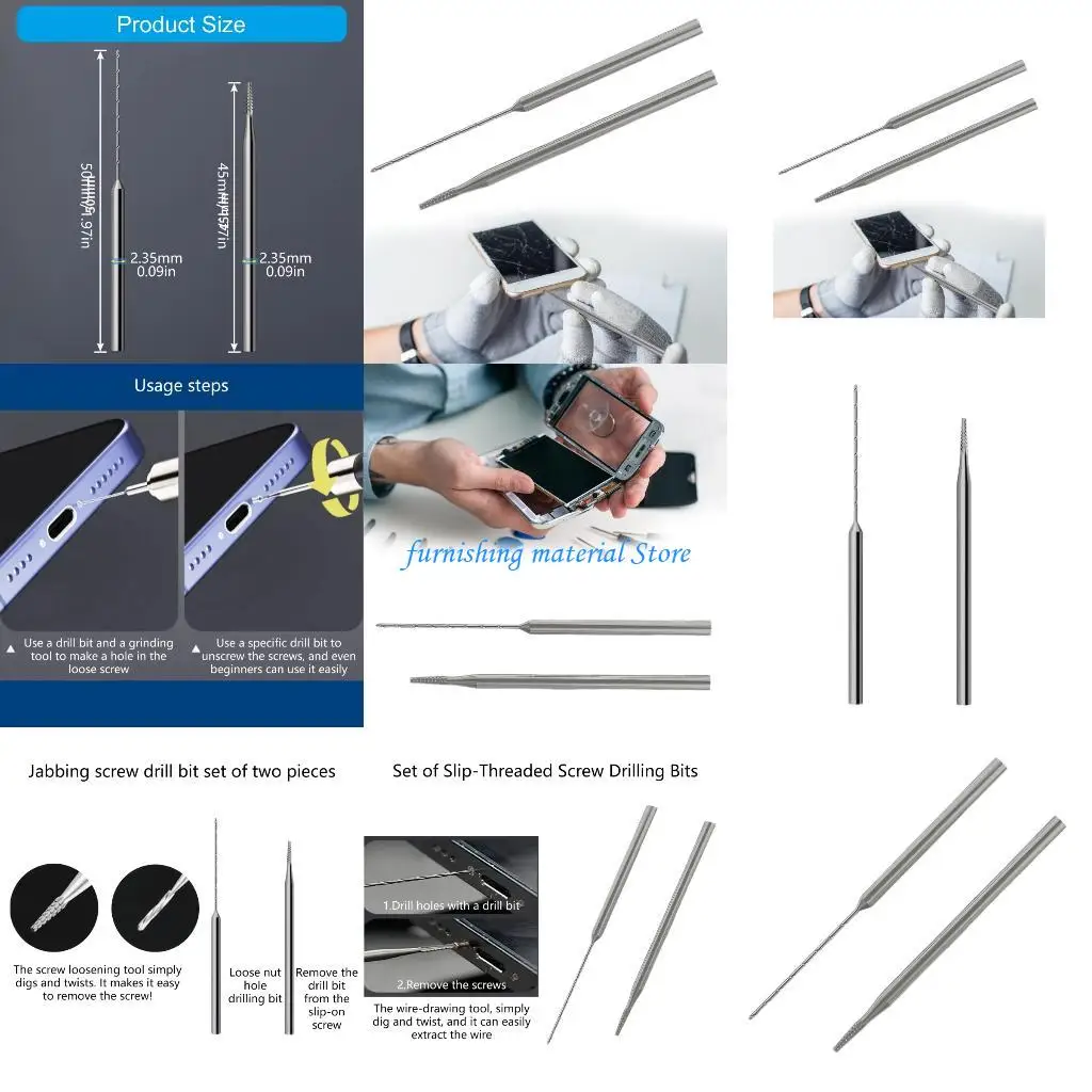 

Y5GD Professional Phone Repair Hand Drill Bits Set Screw Extractor Drill Bit Stripped