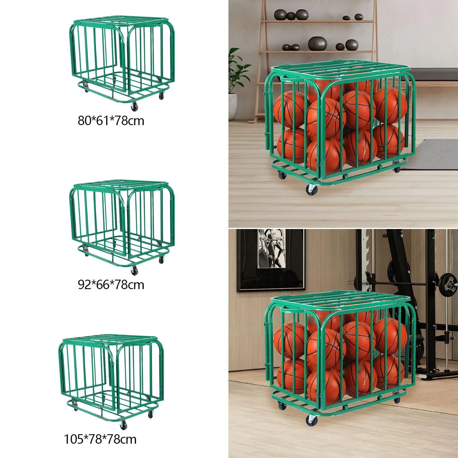 

Sports Ball Storage Cart with Wheels Heavy Duty Basketball Cart Sports Equipment Organizer Basketball Cage for Club Gym Outdoor