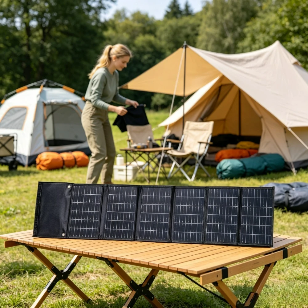 Portable Waterproof ETFE Solar Charger Foldable 50W 90W Solar Power Bank Dual USB DC Output For Camping Hiking Cycling Travel