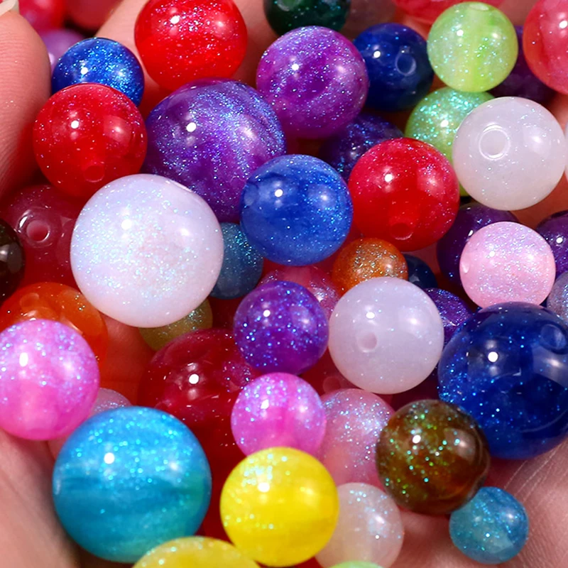 Glitzernde Sternenhimmel-Perlen mit Farbverlauf, 8–16 mm, lose Acrylperlen für die Schmuckherstellung, Armbänder, DIY-Stiftperlen, Zubehör