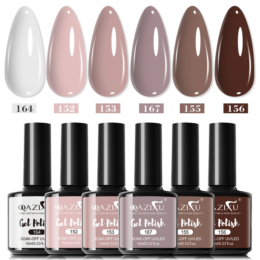 Juego de esmaltes de uñas en Gel, 6 uds., 10ml, Color té de la leche, Kit de barniz de uñas en Gel, esmalte de Gel UV/LED para salón en casa, arte de uñas DIY