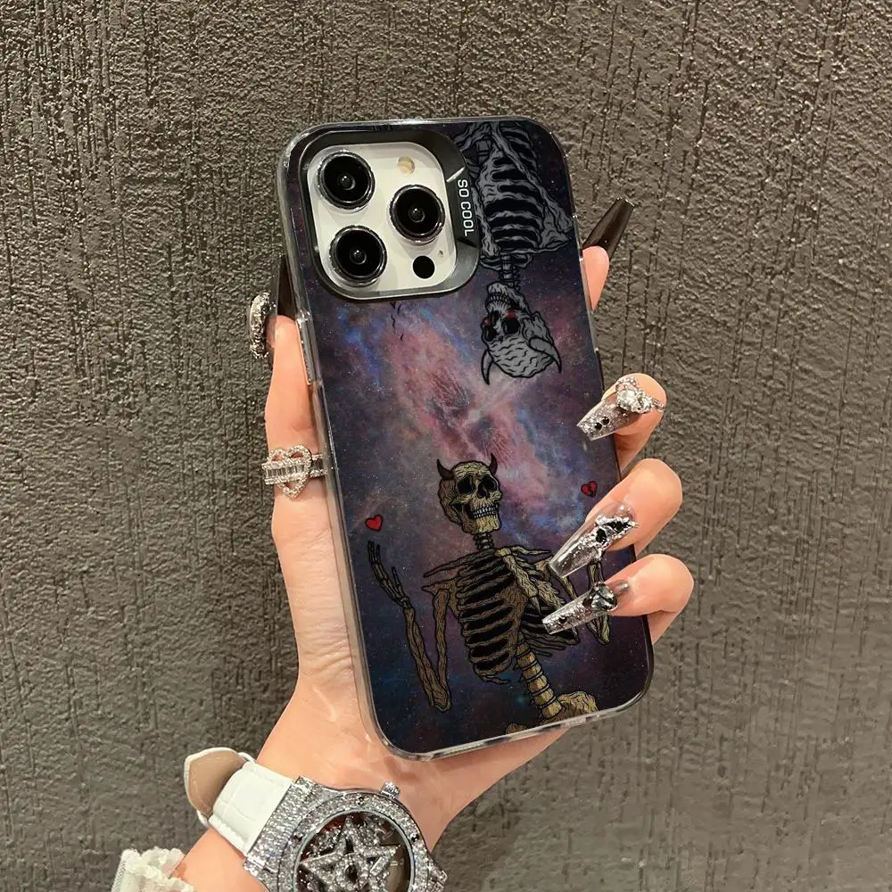 

Skull design case for iPhone 16 15 14 13 12 11 Pro/ Max/Plus shock-proof rear cover anti-fingerprint