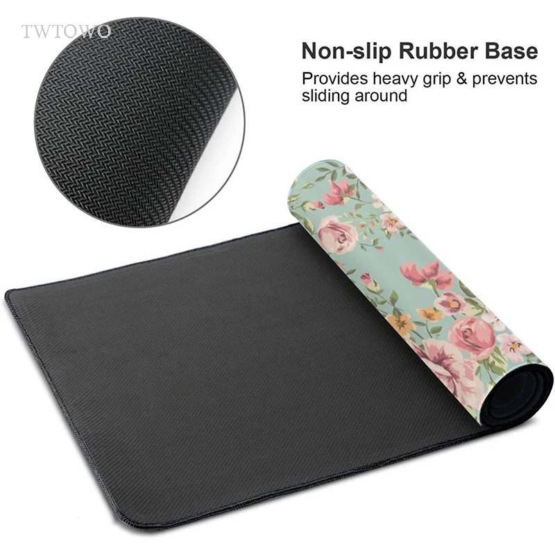 Pink Flower Aesthetics Mouse Pad Gamer XL Large New Custom Mousepad XXL Playmat Carpet Office Soft Computer Mice Pad Table Mat