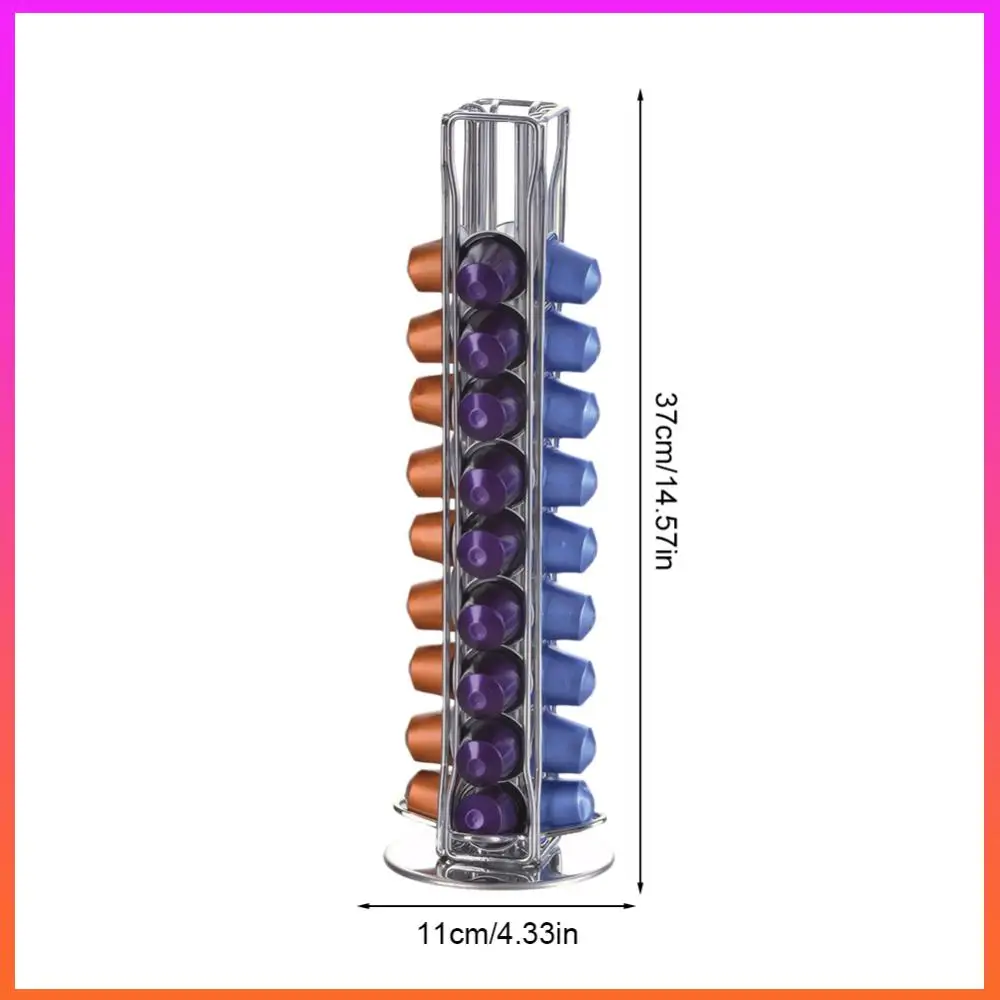 

40Pcs Coffee Pod Organizer Stand Capsule Holder Rotatable Shelf Caffee Organiser for Coffee Bar Kitchen Countertop