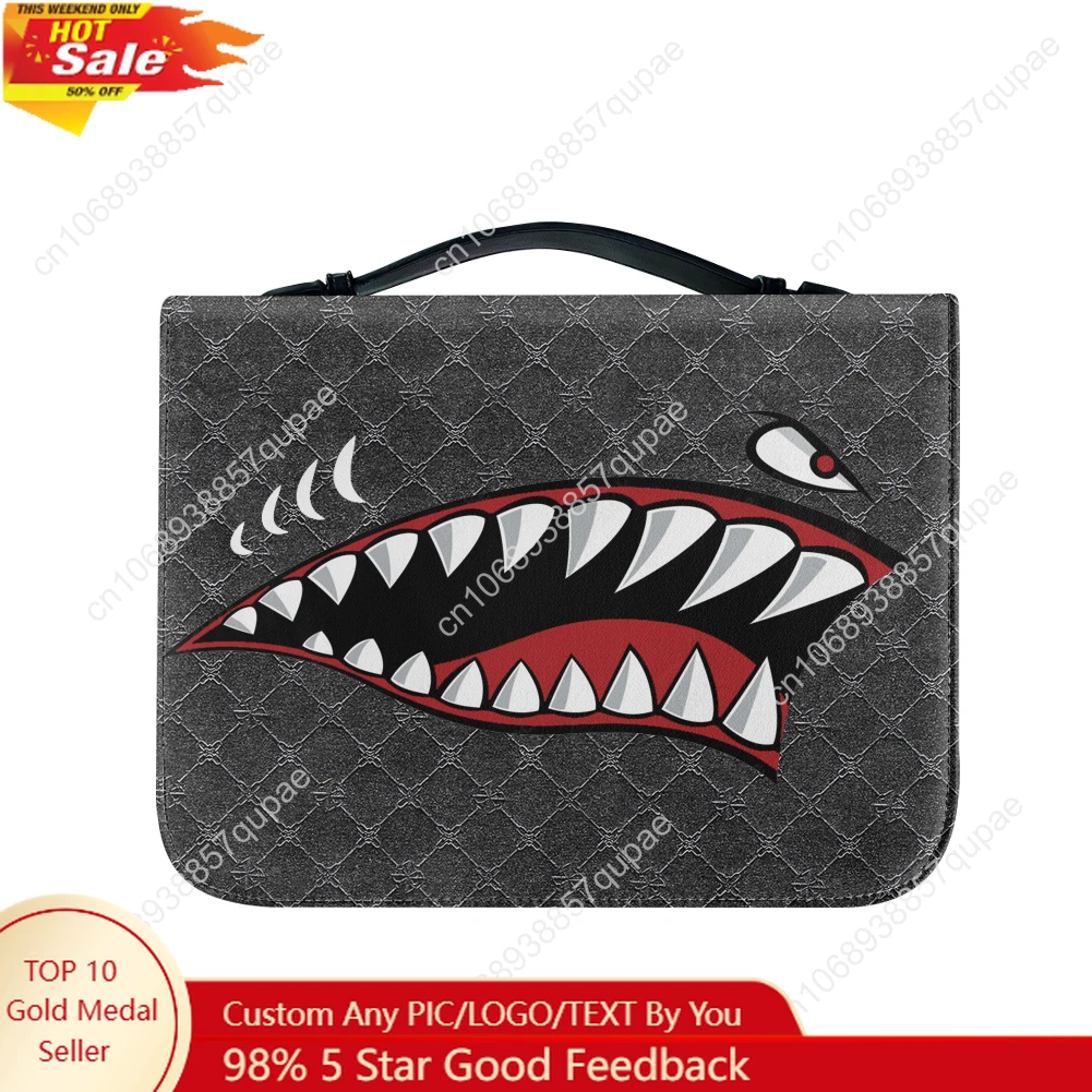 

Simple personality fashion shark mouth Bible Bags Christian Gifts Cover Bible Pack Waterproof Leather Bag Pockets Package Case