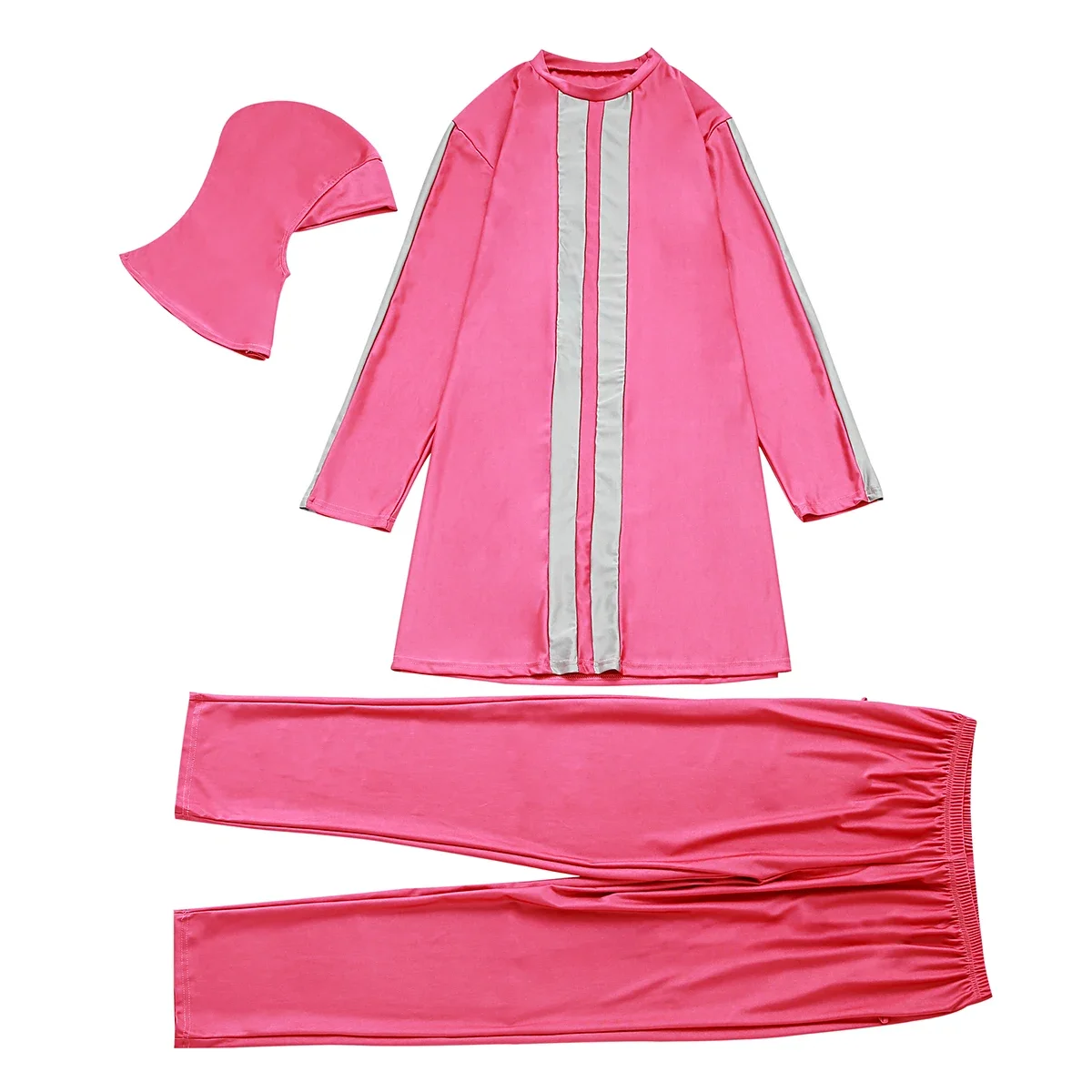 Plus Size Striped Burkini Women 3Pcs Muslim Swimwear Long Sleeve Modest Swimsuit Full Coverage Islamic Bathing Suit With Hijab