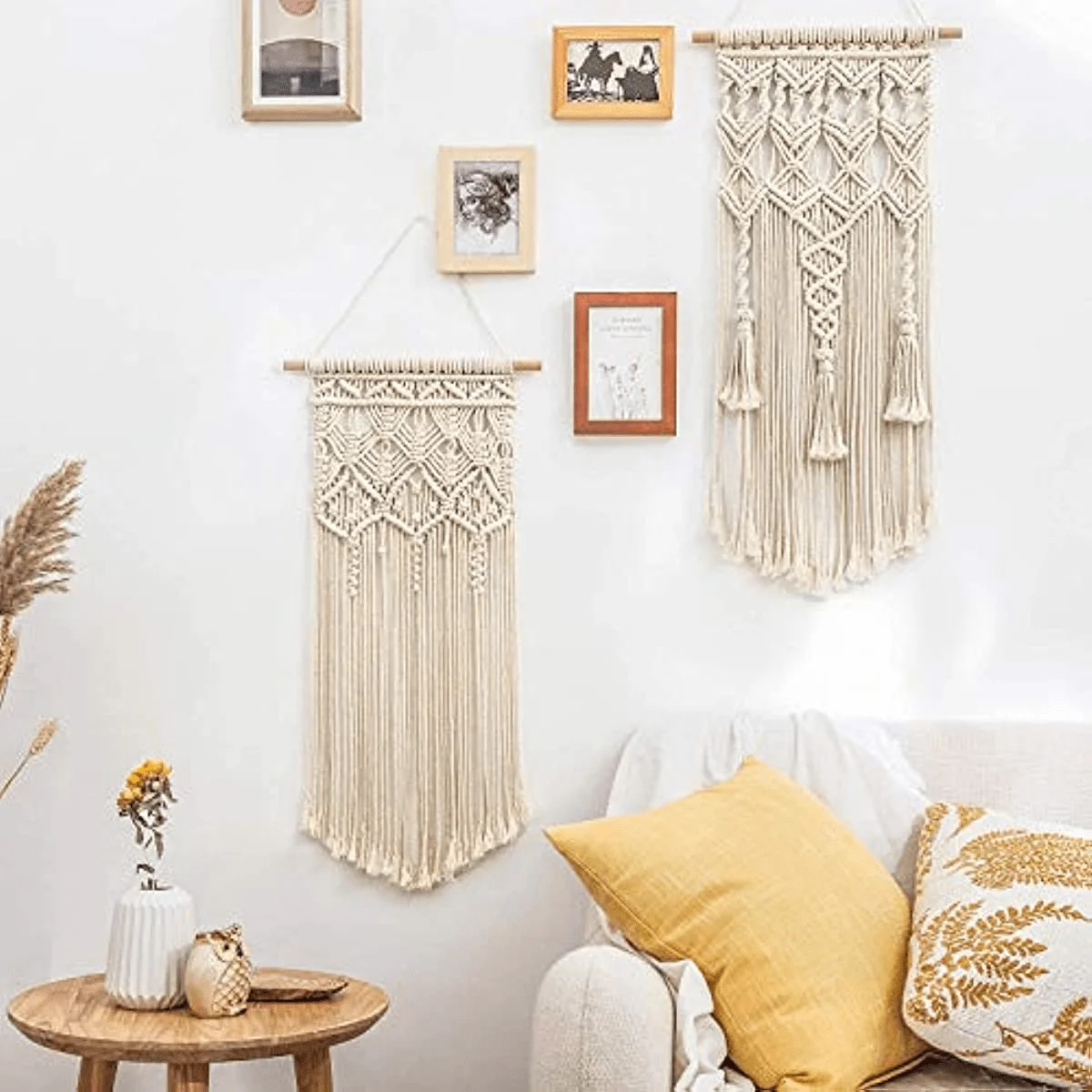 Bohemia Tassel Pendant for Window and Door, Handcrafted Macrame Curtain, Woven Tapestry, Bedsize Wall Hanging Tapestry, 2 Pcs