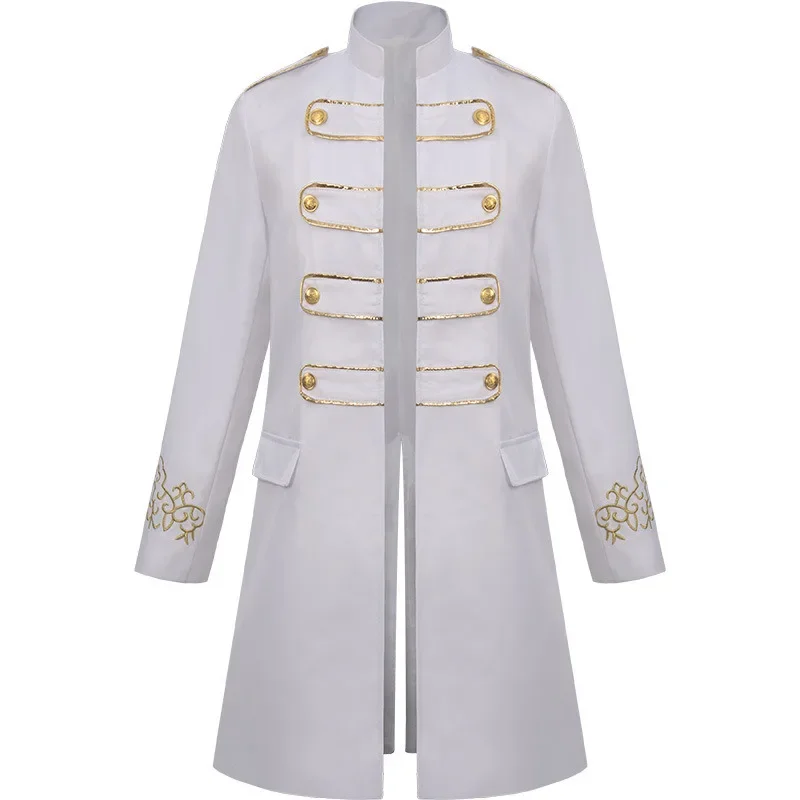 

European and American Men's Gold Border Coat Fashionable Steam Retro Embroidered Men's Uniform Collar Stand Clothing Tailcoat