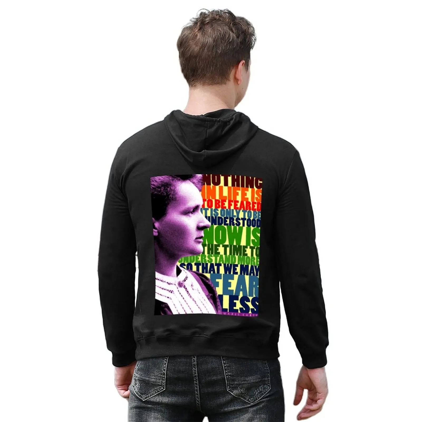 ماري كوري ملهمة إقتباس هوديي معطف الرجال الملابس الكورية نمط الملابس الكورية الملابس الجمالية هوديي للرجال #6