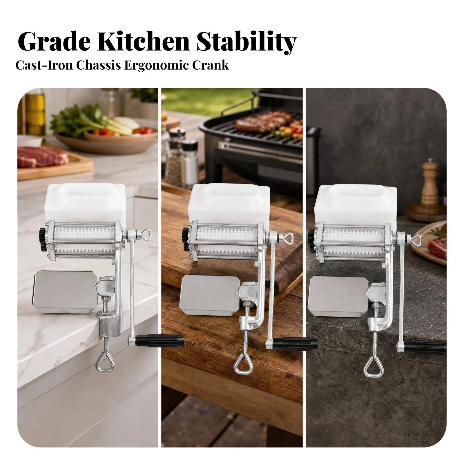 Manual Meat Tenderizer Roller for Beef Pork Chicken Mutton Kitchen Tool with Removable Guard Tin Plated