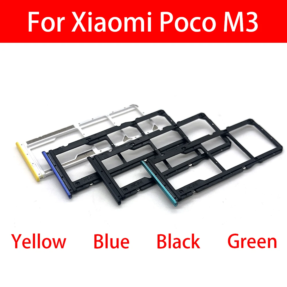 50 Pcs For Xiaomi Poco M3 Card Tray Holder SIM Micro SD SIM Card Slot Adapter With Pin Smartphone Replacement Parts