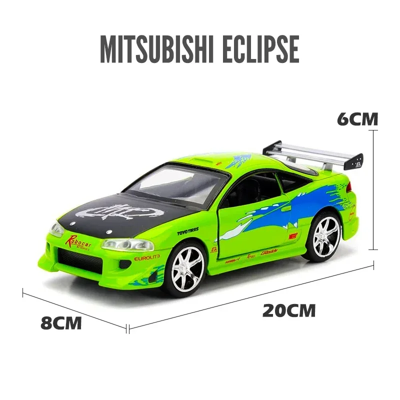 All 1:24 Fast and Furious Brian’s 1995 Mitsubishi Eclipse High Simulation Diecast Car Metal Alloy Model Car Gift Collection