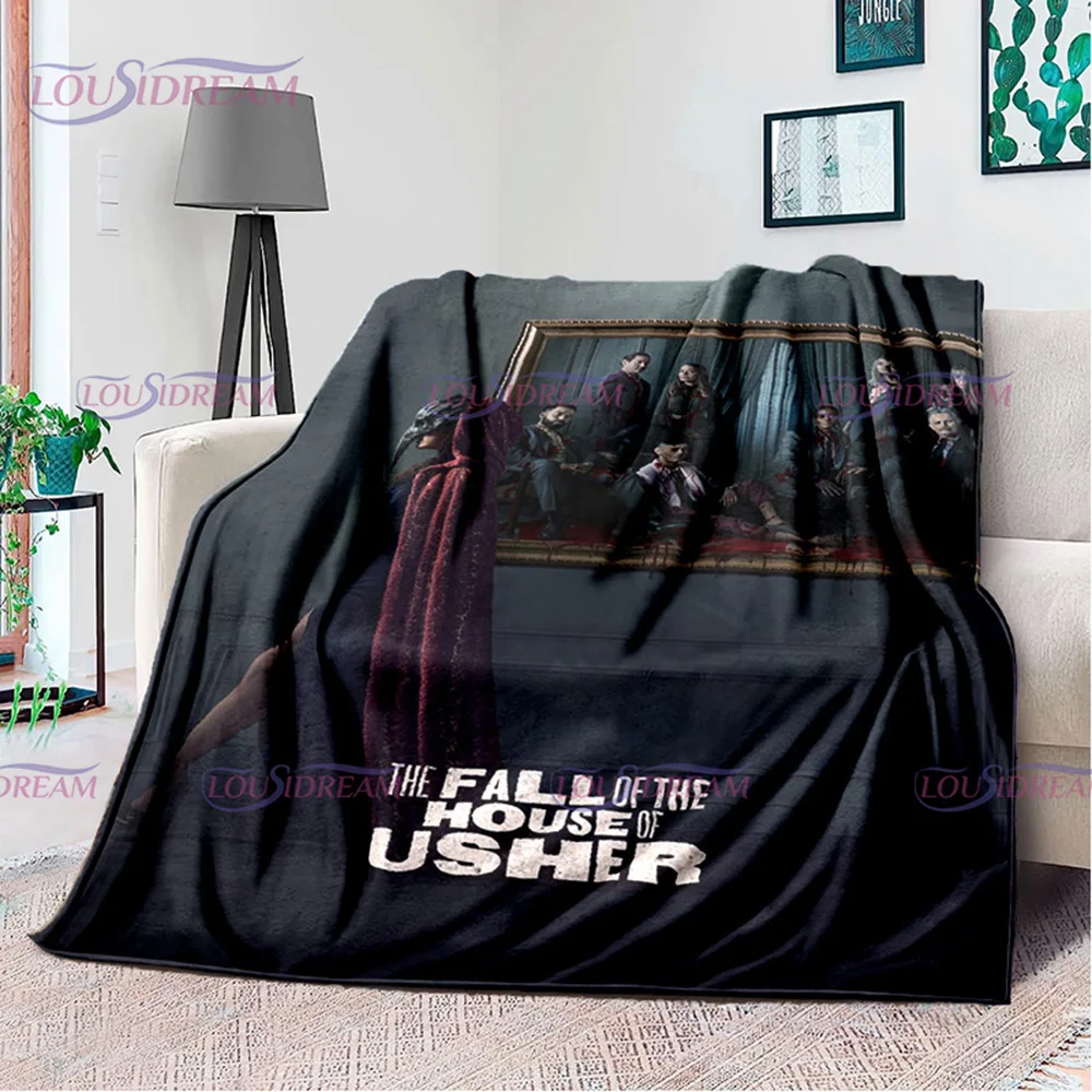 2023 Horror Movie The Fall of The House of Usher Printed Blanket Home Bed Picnic Blanket Sofa Thin Blanket Flannel Blankets