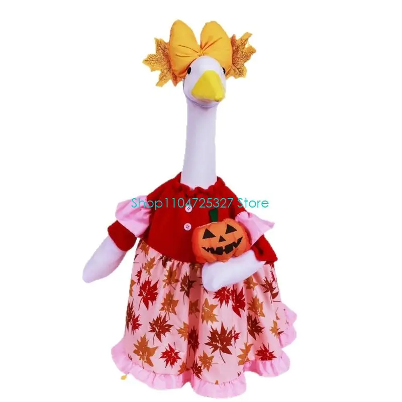 D8KF Seasonal Geese Attire For Porch Decoration Halloween Fall Theme Garden and Party Decors