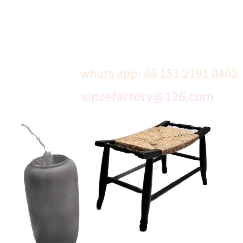 Customizable medieval rattan small square  shoe change stool entrance low stool bedroom bedside storage bench simple