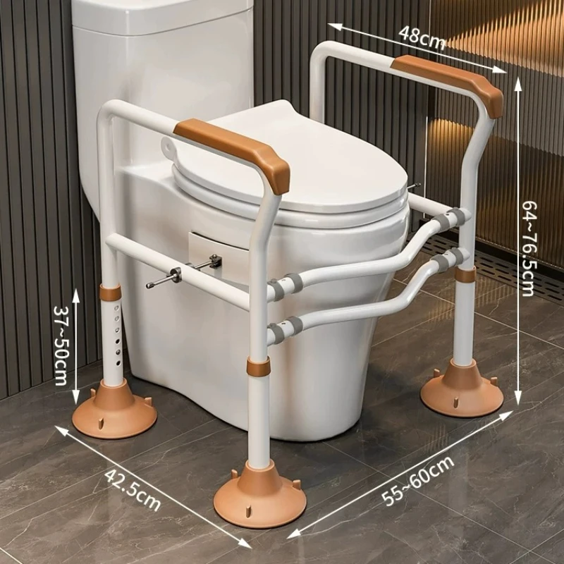 No Drill Toilet Safety Rail for Elderly,Heavy Duty Suction Cup Grab Bar,Wide Thick Bathroom Handle,Quick Install Commode Support
