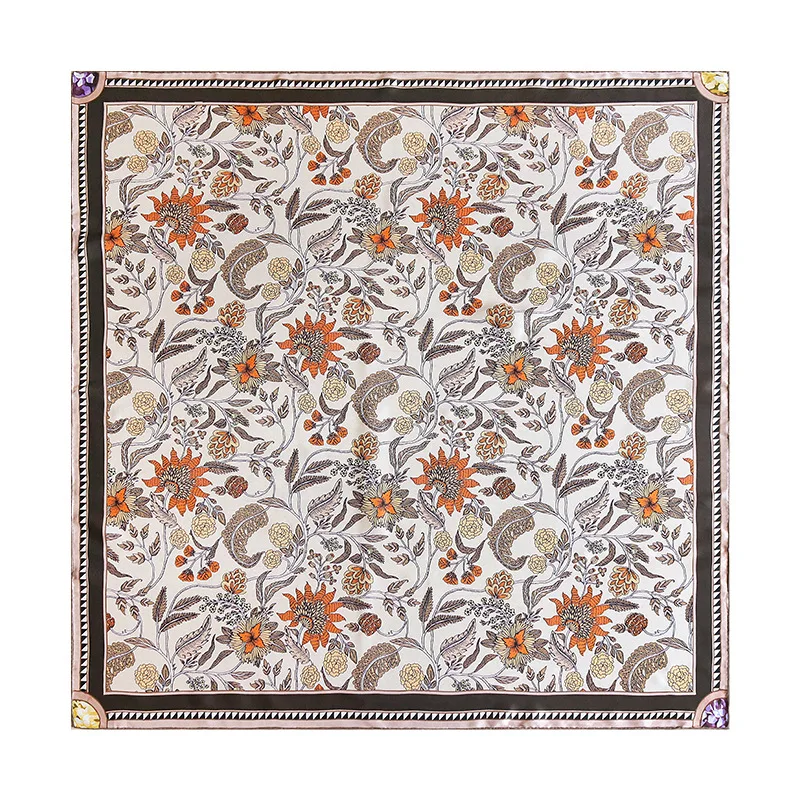 

Natural Silk Scarf Women Square 100% Silk Shawl Hand Rolled Herms Scarves Female 110CM Foulard Femme Head Neck Accessories
