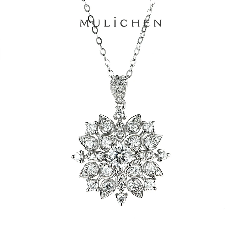 

MULICHEN Excellent Cut D Color Moissanite Luxury Pendants Female Necklace Engagement Wedding Party Fine Jewelry Silver Necklace