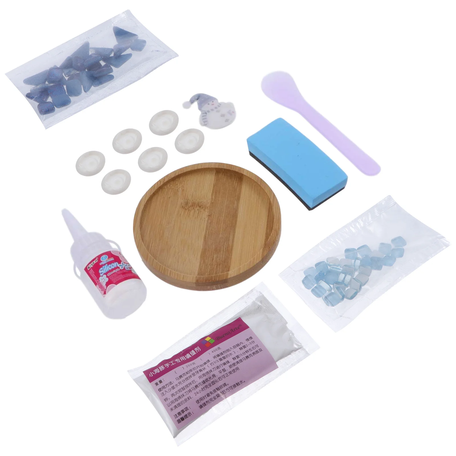 

1Set DIY Coaster Making Kit Snowman Design Mosaic Craft Tool for Childrens Early Education Holiday Gift Handmade Activity Set