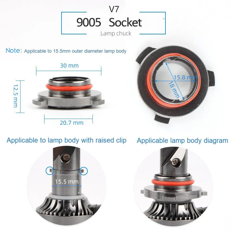 Für V7-9005/9006/9012/H11/H7/H4/H1 Scheinwerfer-Befestigungsclips Auto-LED-Scheinwerferbirnen-Basisadapter Sockelhalter – Detail 13